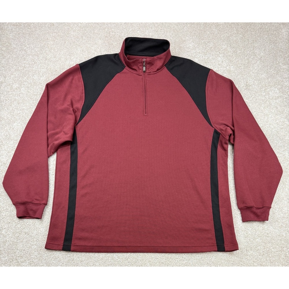 Grand Slam Men's Size X-Large Golf Burgundy Black 1/4 Zip Pullover Long Sleeve